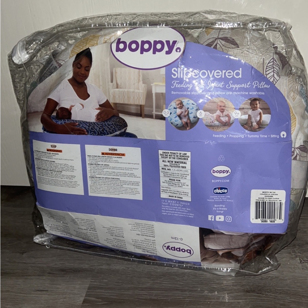 Boppy Slipcovered Pillow with Purple and Gray Floral Design